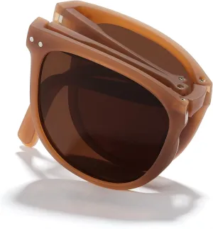 Cyxus Round Foldable Sunglasses for Women Men Polarized UV 400 Protection Folding Sun Glasses