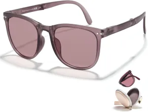 Cyxus Round Foldable Sunglasses for Women Men Polarized UV 400 Protection Folding Sun Glasses