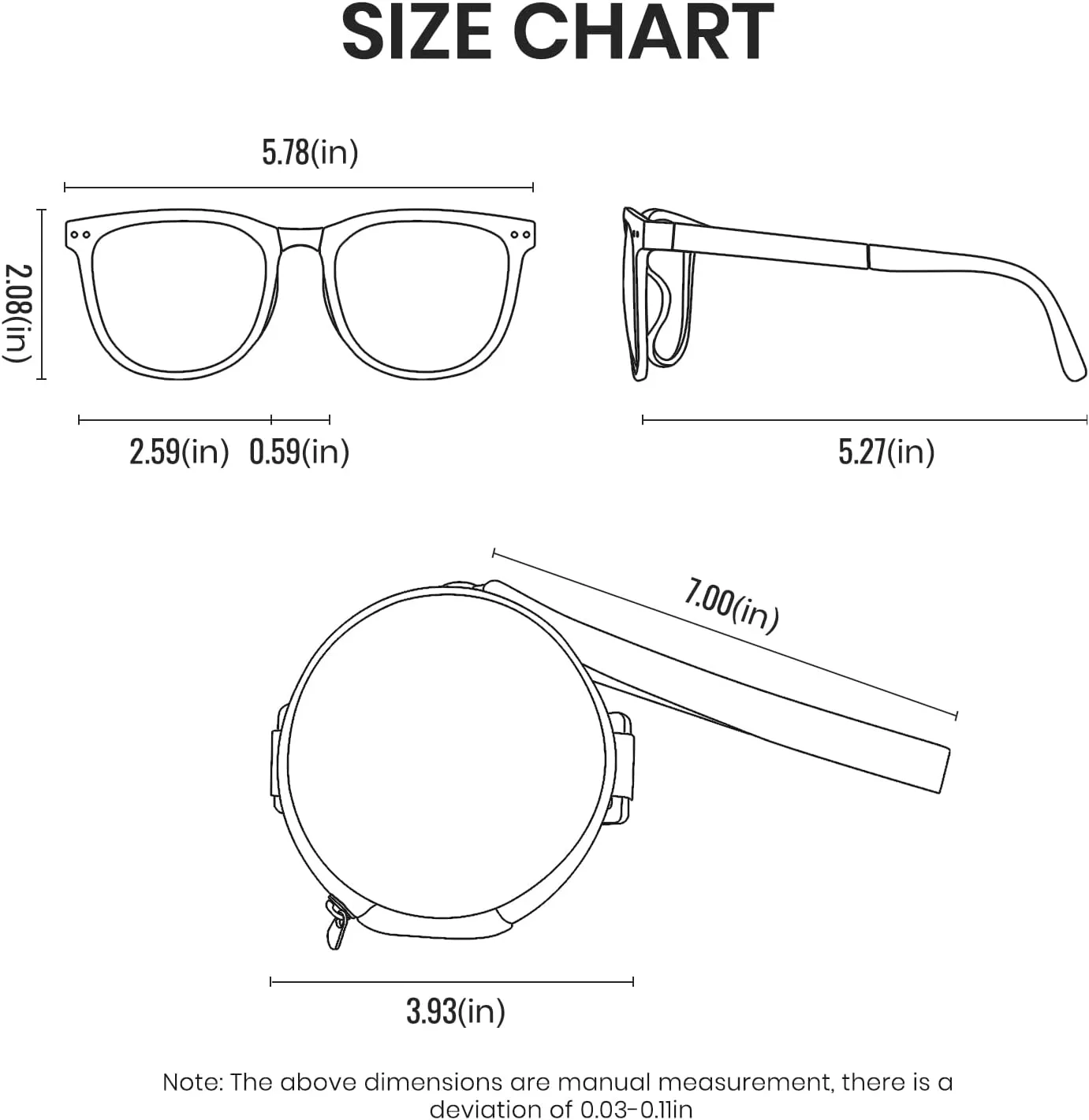 Cyxus Round Foldable Sunglasses for Women Men Polarized UV 400 Protection Folding Sun Glasses