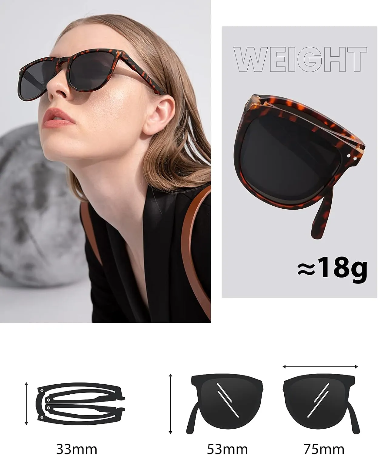 Cyxus Round Foldable Sunglasses for Women Men Polarized UV 400 Protection Folding Sun Glasses