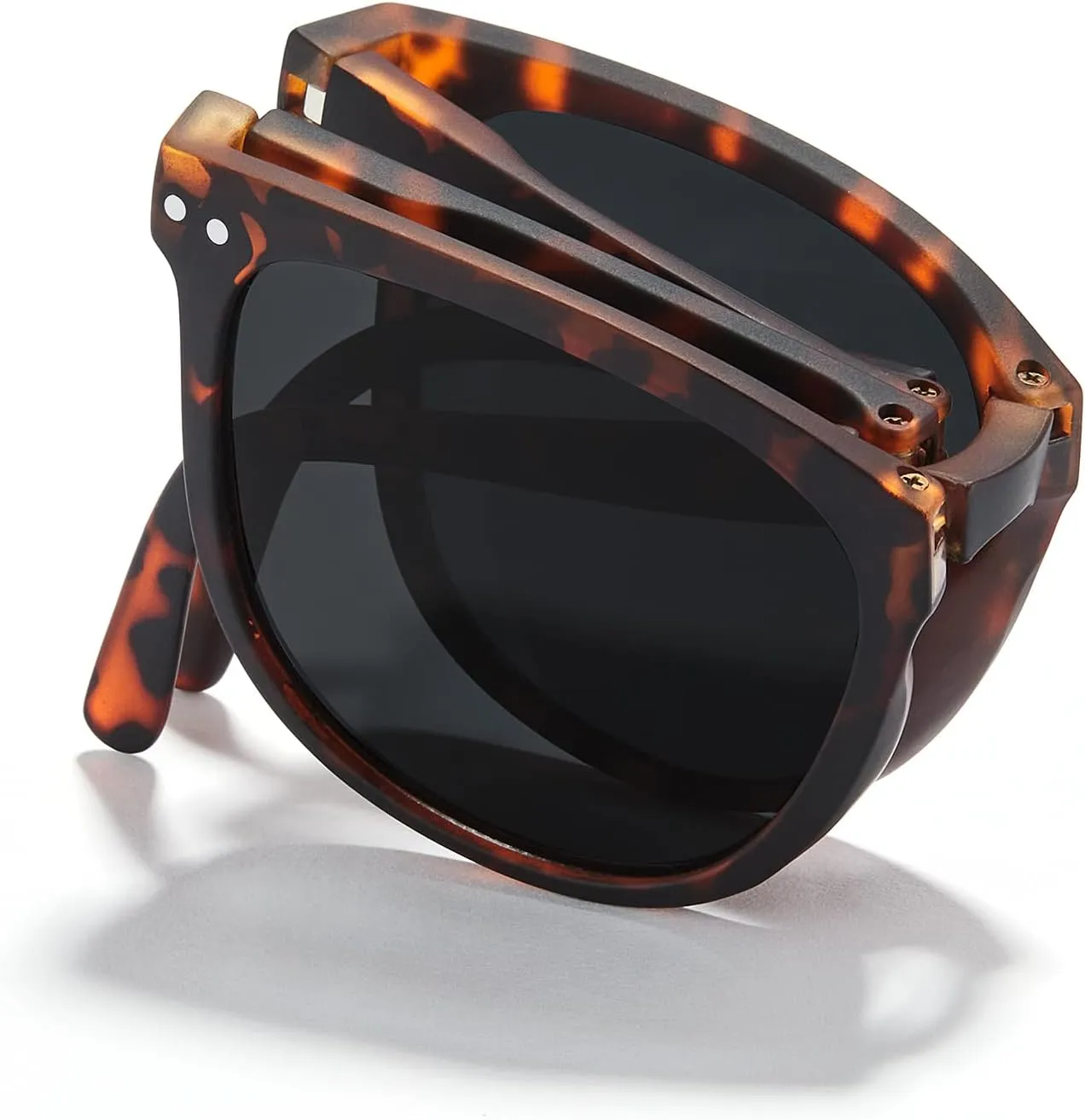 Cyxus Round Foldable Sunglasses for Women Men Polarized UV 400 Protection Folding Sun Glasses