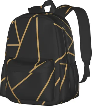 Daily Backpack Black And Gold Modern Mosaic Backpacks Travel Laptop Daypack 17 inch Bags for Men Women