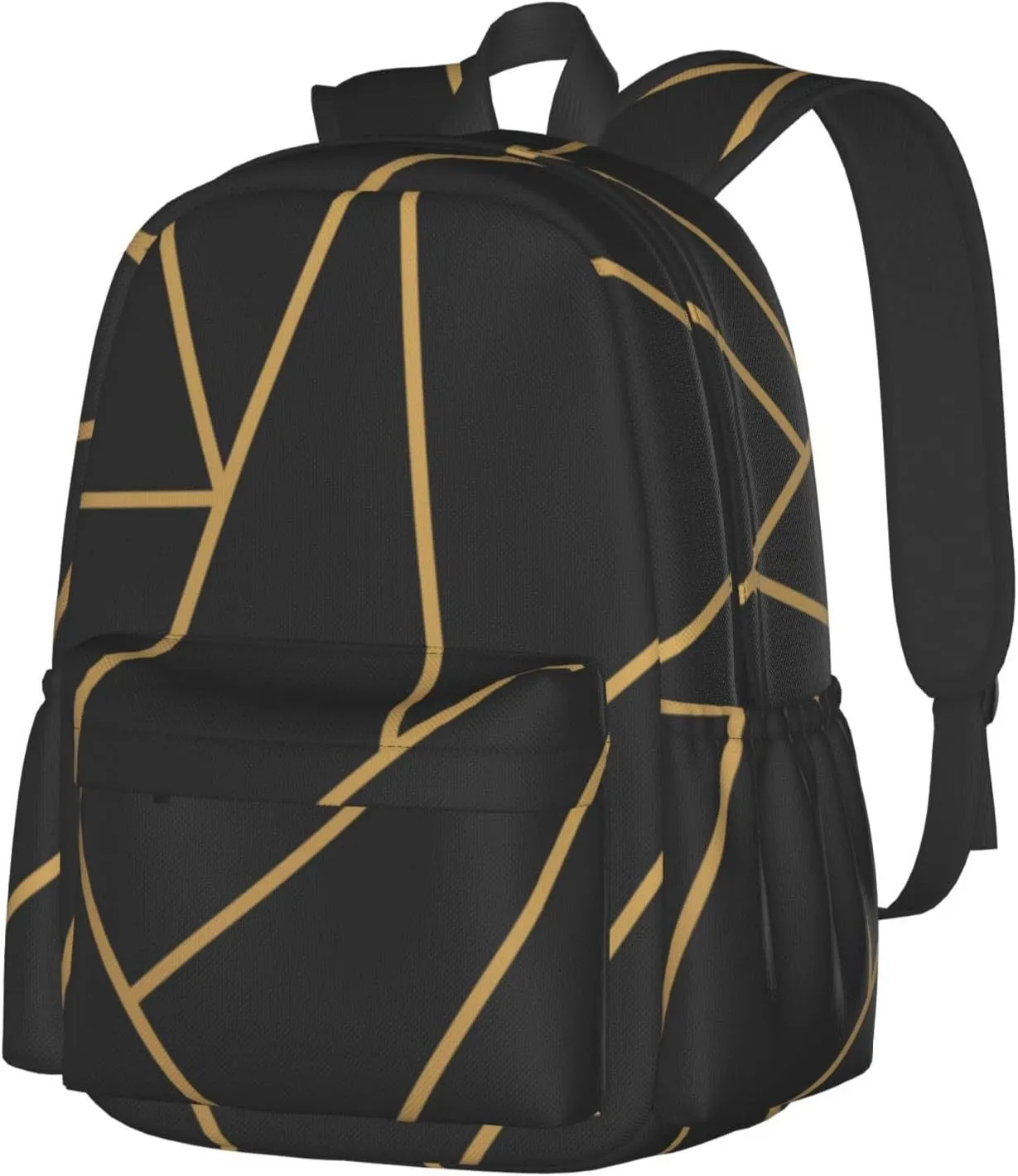 Daily Backpack Black And Gold Modern Mosaic Backpacks Travel Laptop Daypack 17 inch Bags for Men Women