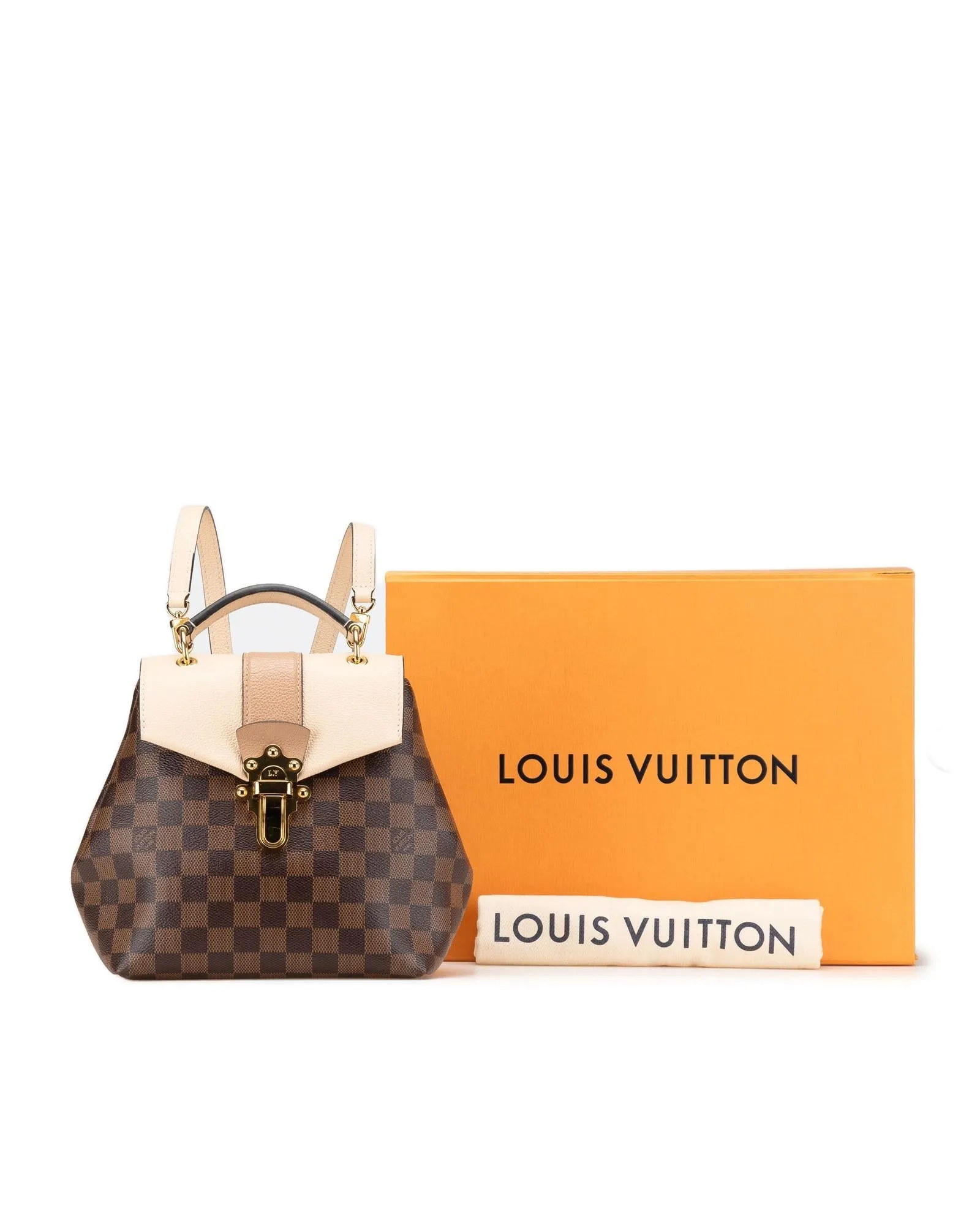Damier Ebene Clapton Canvas Leather Top Handle Bag