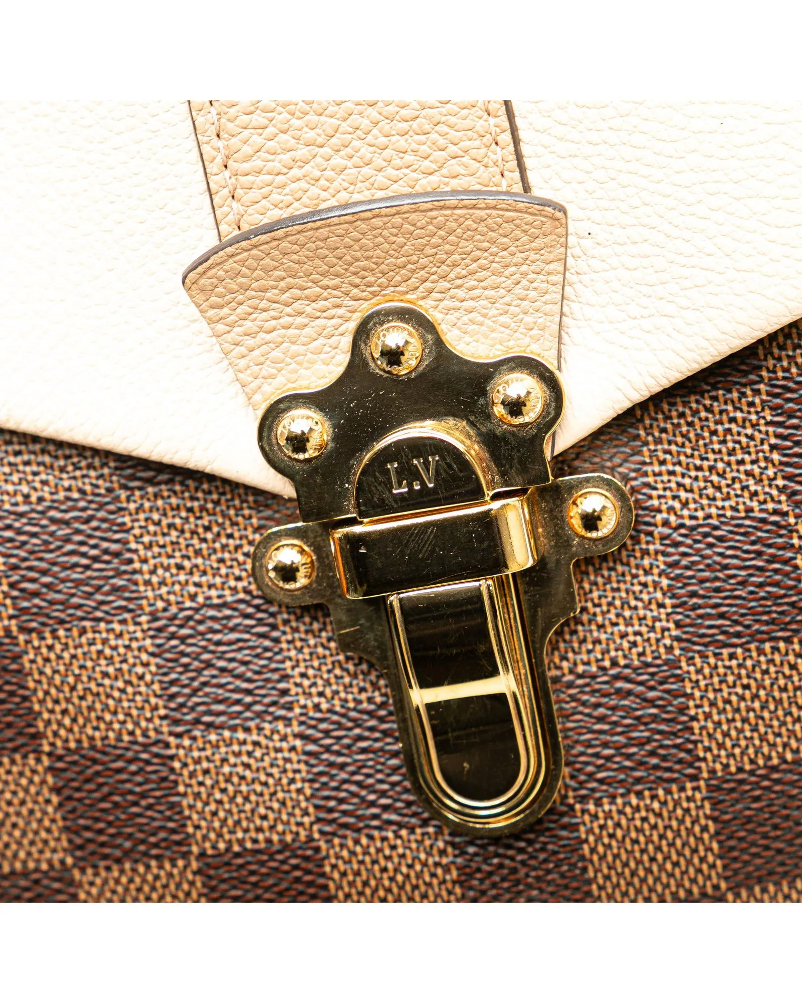 Damier Ebene Clapton Canvas Leather Top Handle Bag