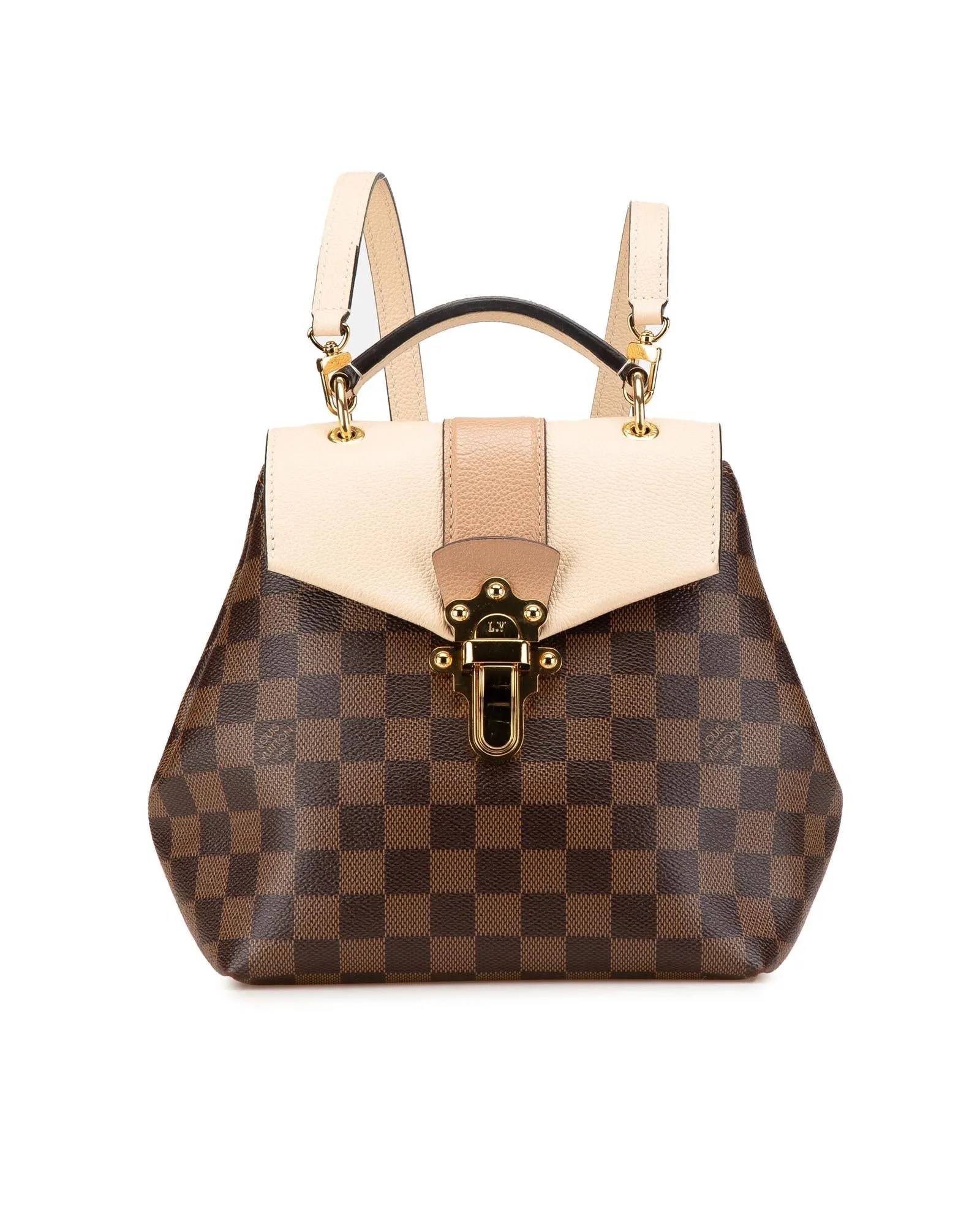 Damier Ebene Clapton Canvas Leather Top Handle Bag