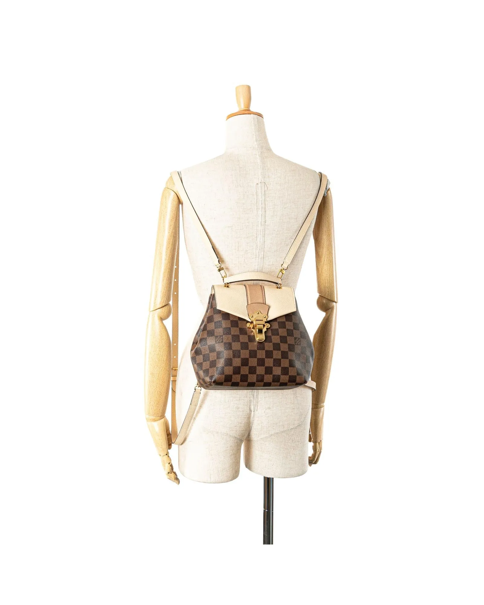 Damier Ebene Clapton Canvas Leather Top Handle Bag