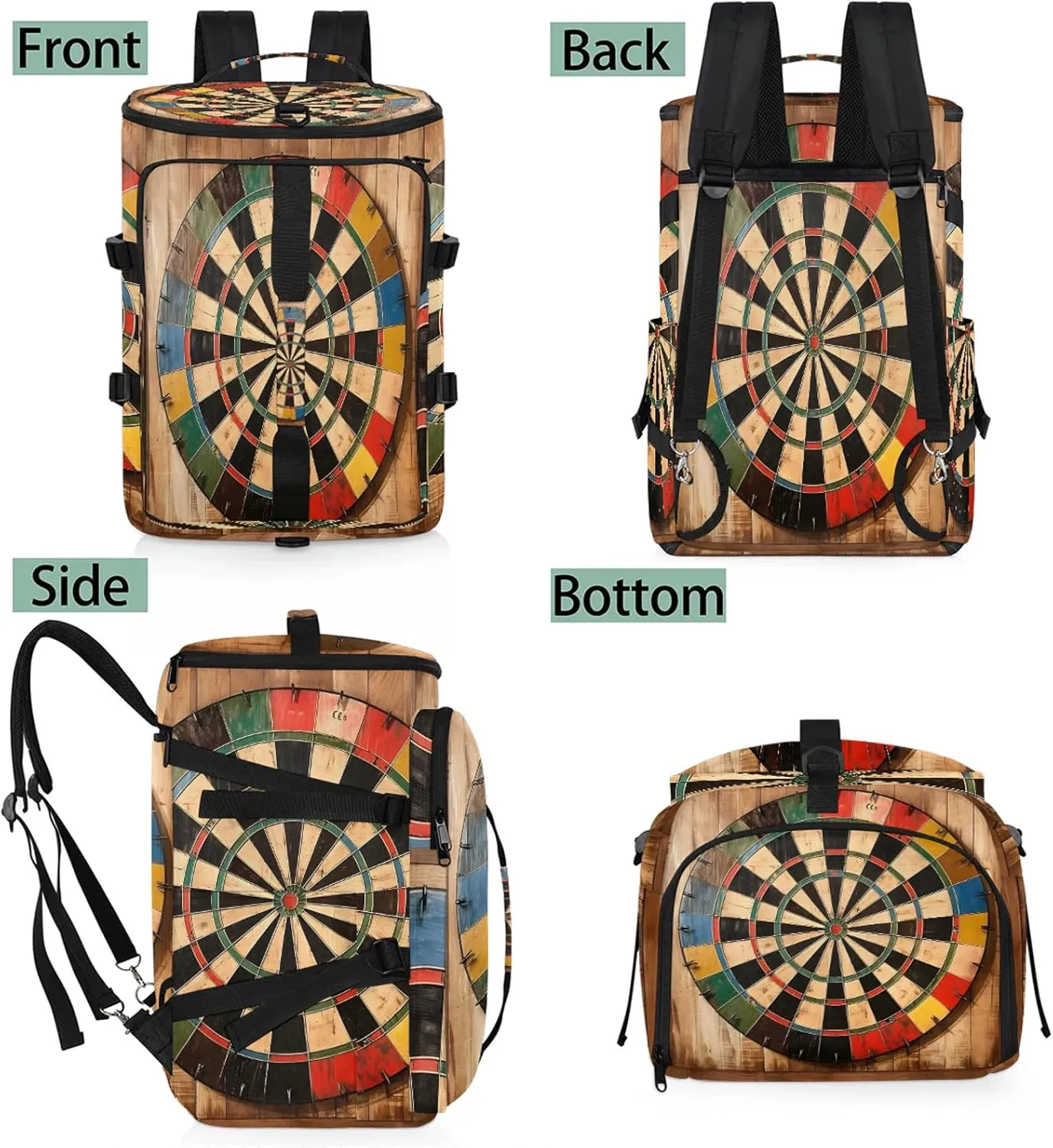 Dart Board Pattern Gym Bags for Men Women Sports Backpack with Shoe Compartment 3-in-1 Tactical Duffle Bag for Overnight Weekender Travel