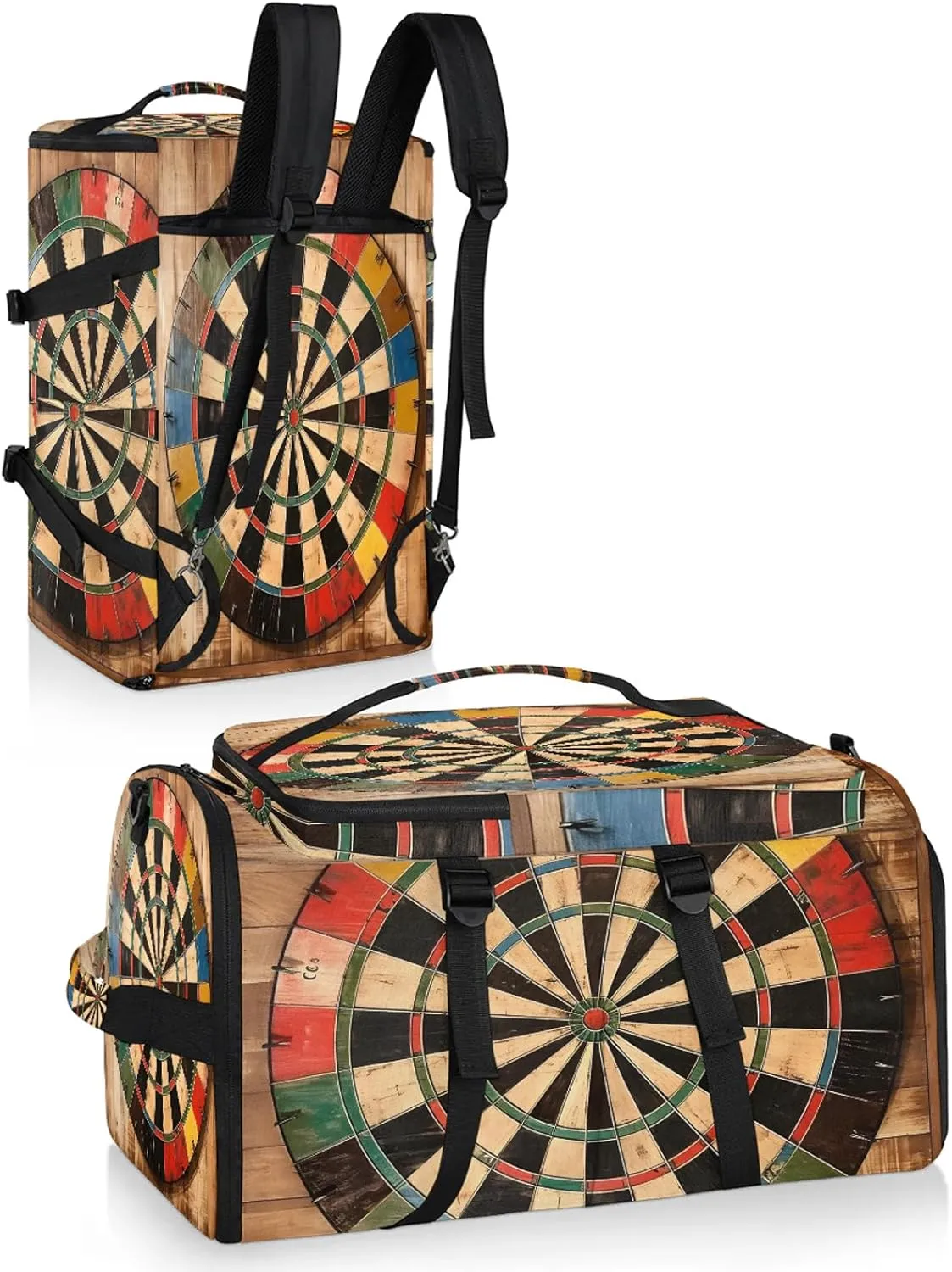 Dart Board Pattern Gym Bags for Men Women Sports Backpack with Shoe Compartment 3-in-1 Tactical Duffle Bag for Overnight Weekender Travel
