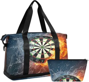 Darts Board in Fire Water Foldable Travel Bag, Camping Luggage bag, Portable Gym Bag, Sports Bag, Toiletry Bag with Handles Adjustable Shoulder Strap