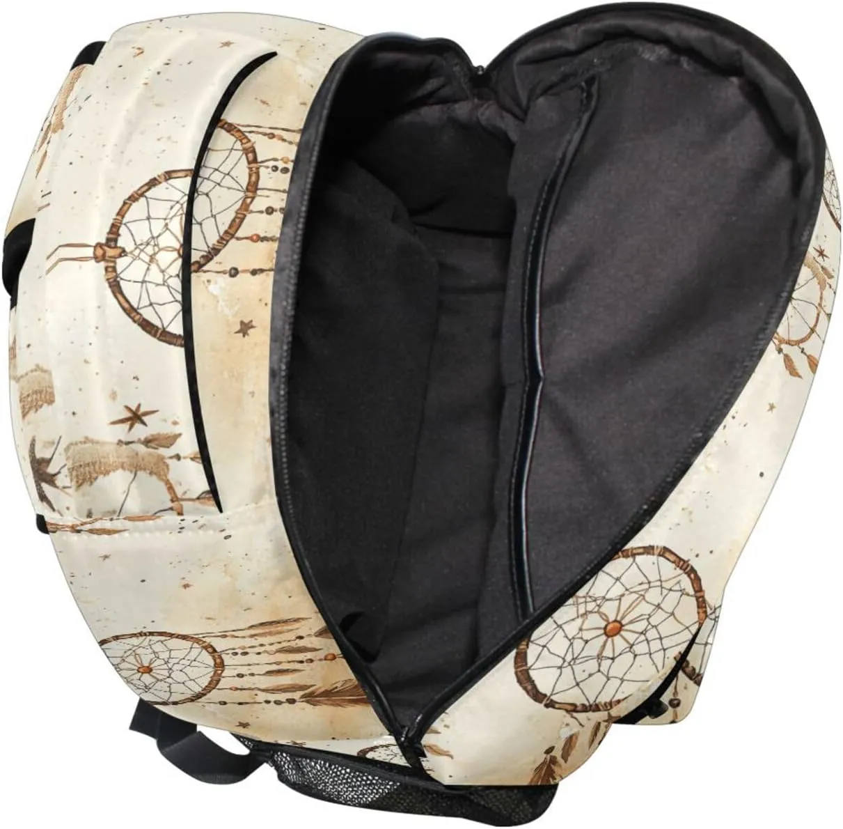 Day Backpack for Unisex Adult Waterproof Carry On Backpacks with Chest Strap for Travel Trip Western Cowboy Dream Catcher Star Tribal Vast Grasslands