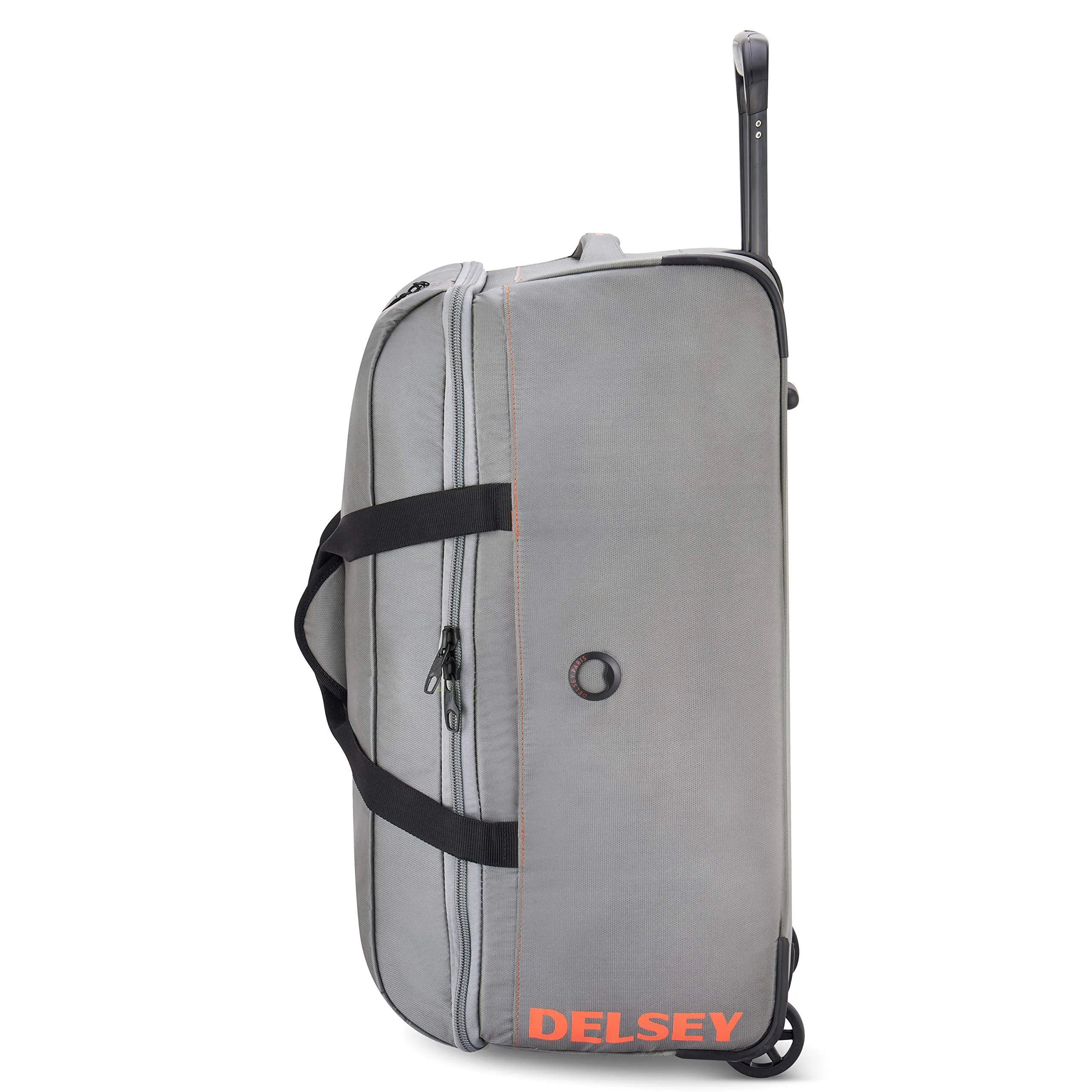 DELSEY Paris Egoa Rolling Travel Duffel Bag with 100% Recycled Materials, Light Gray, Checked-Medium 25 Inch