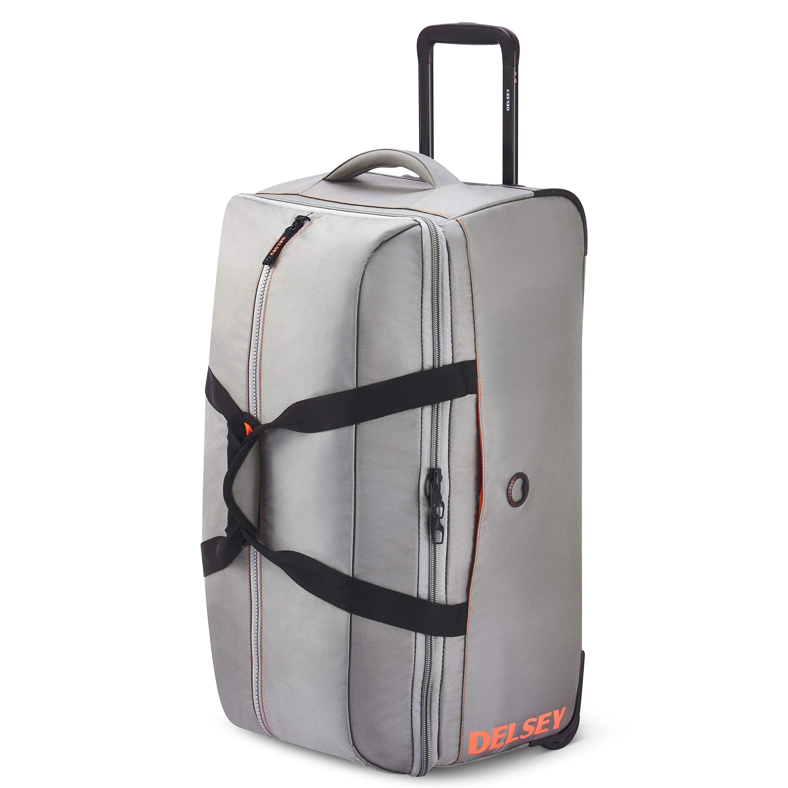 DELSEY Paris Egoa Rolling Travel Duffel Bag with 100% Recycled Materials, Light Gray, Checked-Medium 25 Inch