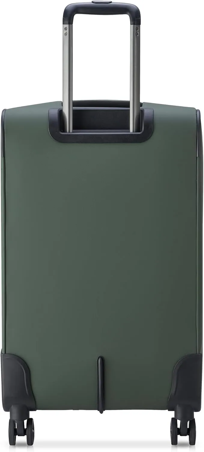 DELSEY PARIS Sky Lite 24-Inch Medium Lightweight Check-In Luggage - Water-Resistant Polyester, Dual Spinner Wheels, Multiple Exterior Pockets, Green - Softside Bag for Easy Travel