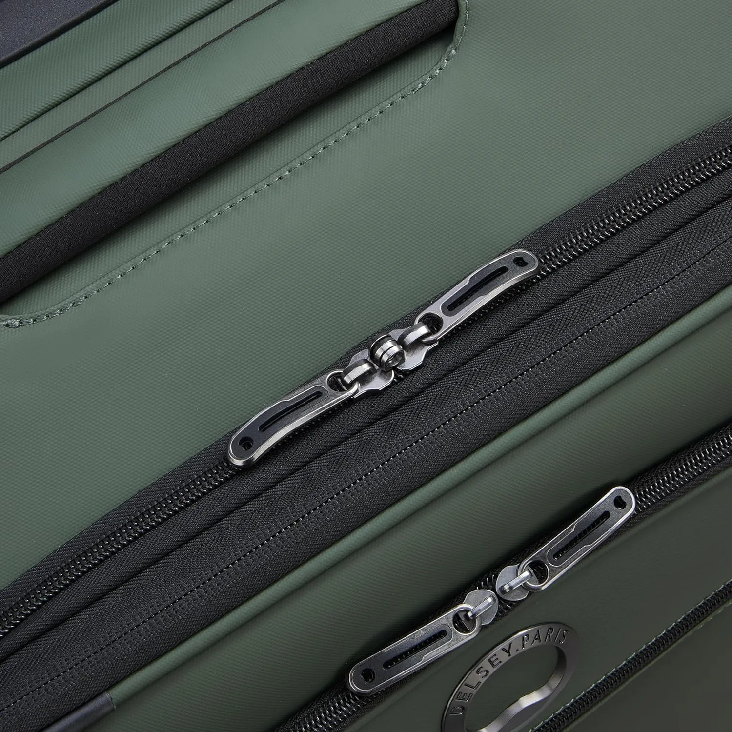 DELSEY PARIS Sky Lite 24-Inch Medium Lightweight Check-In Luggage - Water-Resistant Polyester, Dual Spinner Wheels, Multiple Exterior Pockets, Green - Softside Bag for Easy Travel