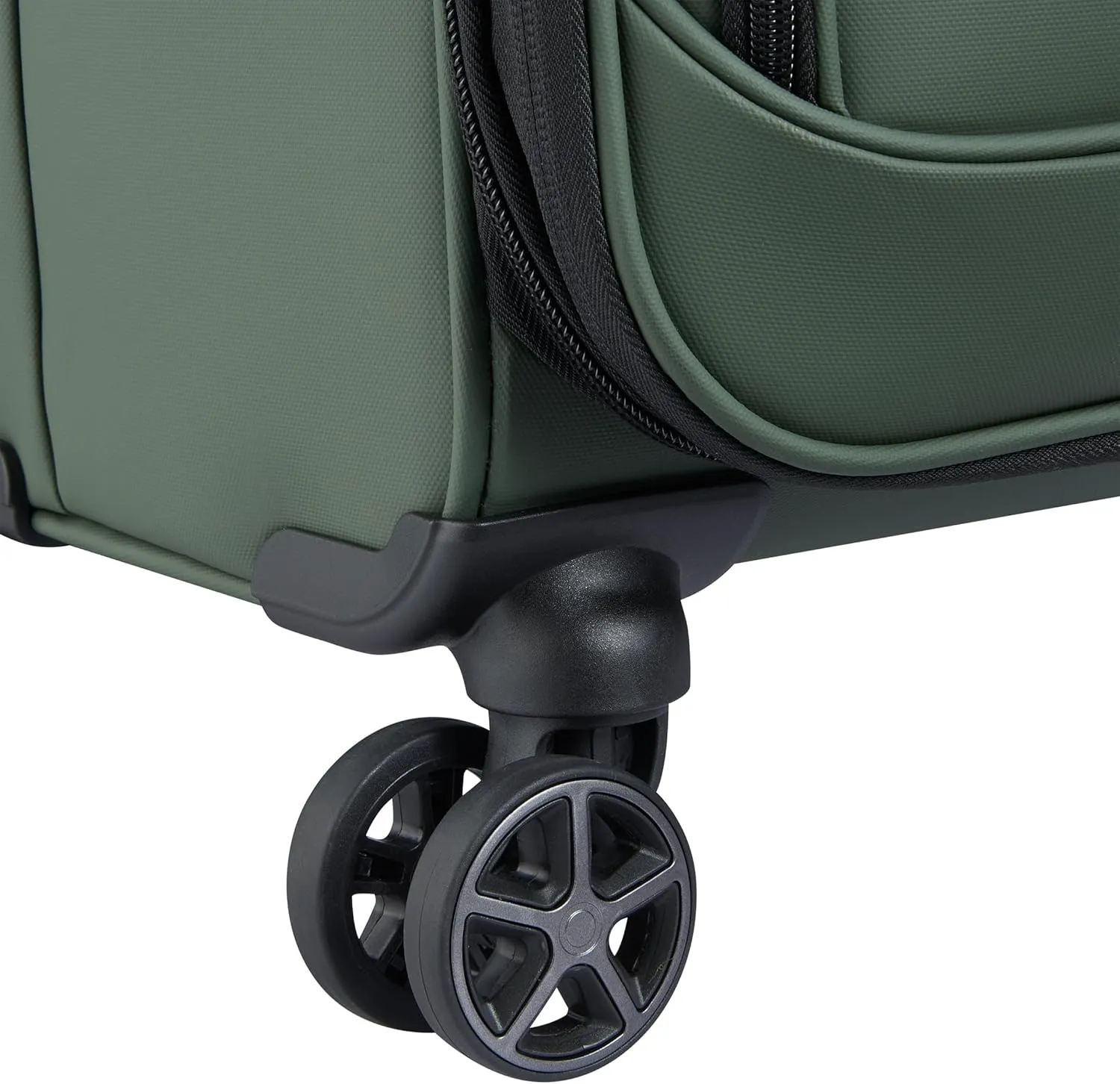 DELSEY PARIS Sky Lite 24-Inch Medium Lightweight Check-In Luggage - Water-Resistant Polyester, Dual Spinner Wheels, Multiple Exterior Pockets, Green - Softside Bag for Easy Travel