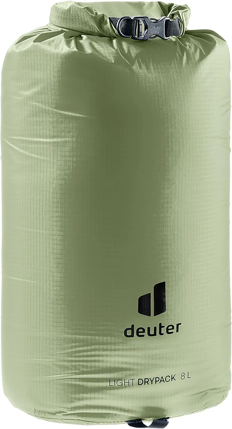 Deuter Light Drypack 8, Water-Resistant 8-Liter Ripstop Roll-Top Dry Pack Sack Keeps Gear Dry for Hiking, Trekking, Camping & Kayaking - Grove