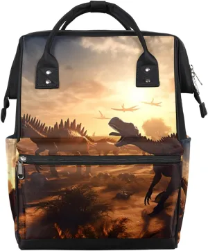 Diaper Backpack Bag for Mom Dad Men Women Unisex, Antiquity Forest Animal Dinosaur Back Packs Multifunction Casual Travel Backpacks Diaper Bag Daypack