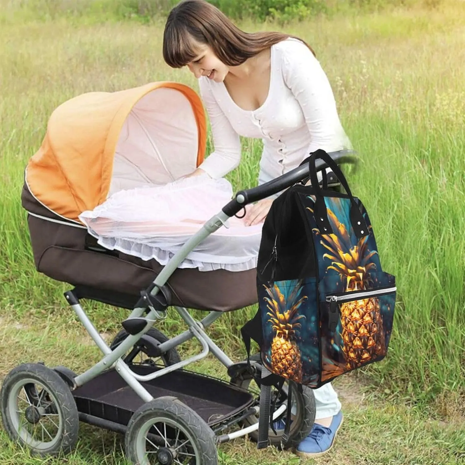 Diaper Bag Backpack Flickering Pineapple Nappy Backpack Maternity Baby Nappy Bag Changing Bags for Travel