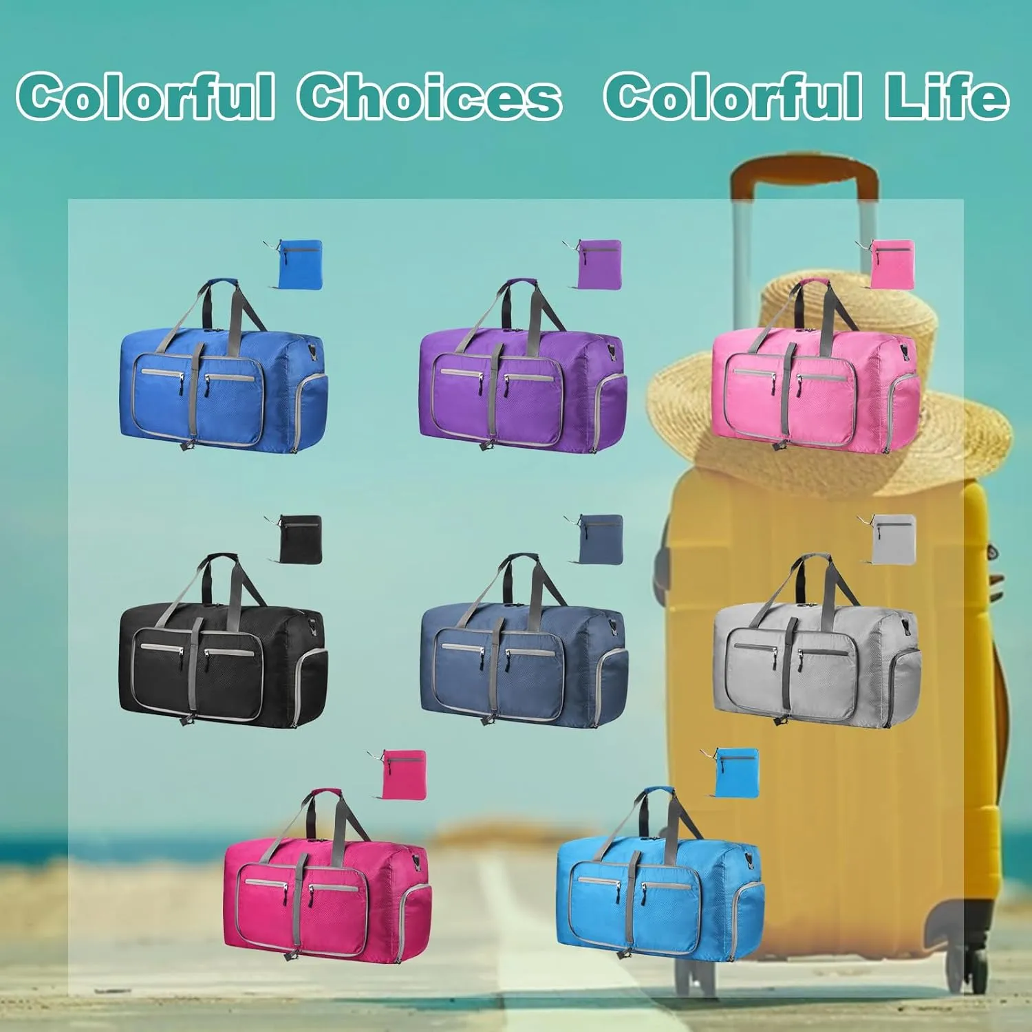 Dimayar 115L Travel Duffle Bag for Men Women - Foldable Duffel Bag with Shoes Compartment - Overnight Bags Waterproof & Tear Resistant(Pink)