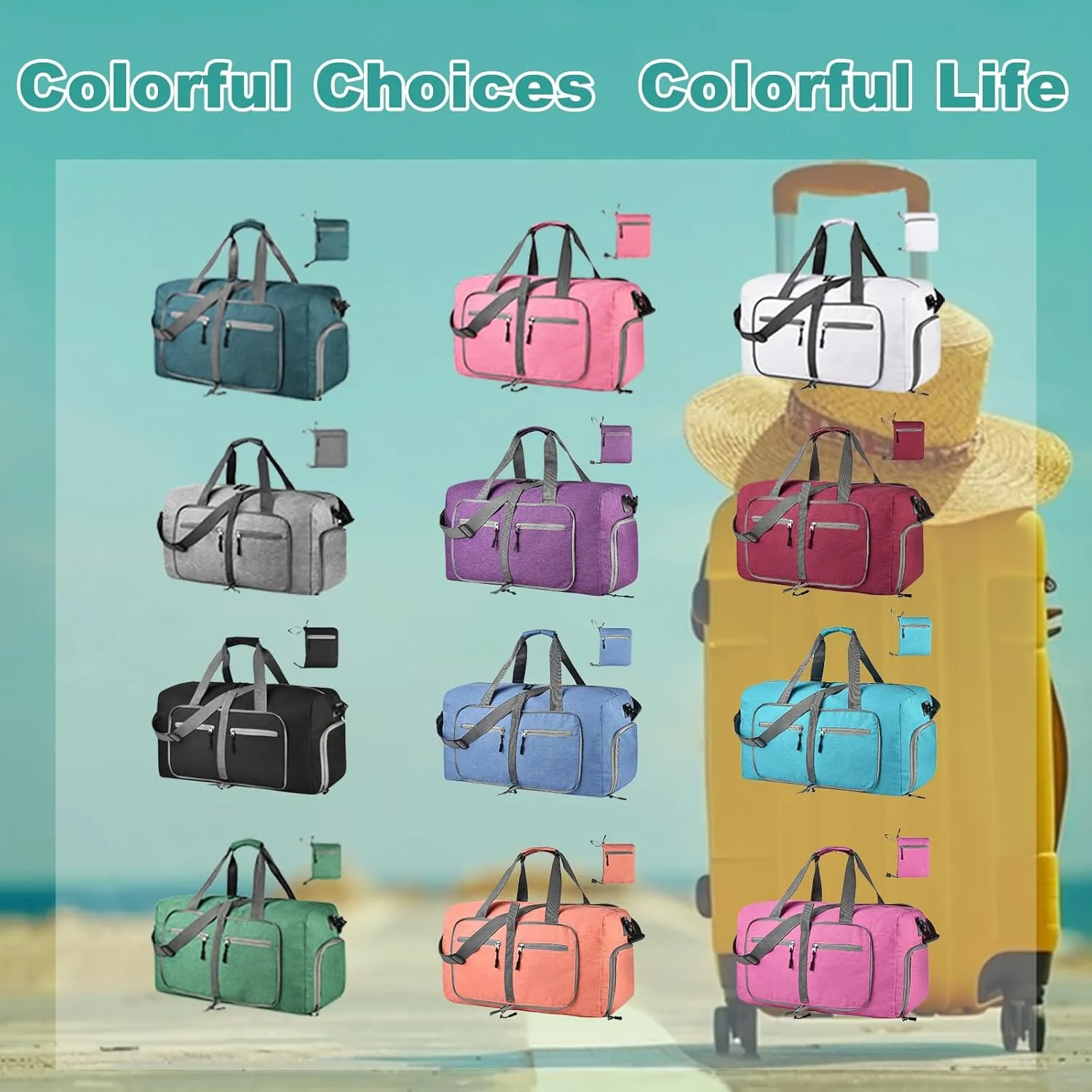 Dimayar 115L Travel Duffle Bag for Men Women - Foldable Duffel Bag with Shoes Compartment - Overnight Bags Waterproof & Tear Resistant(Pink)