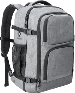 Dinictis 40L Travel Backpack Carry on Flight Approved, Backpack Suitcase for Travel, Personal Item Travel Bag fits 17 inch Laptop- Grey