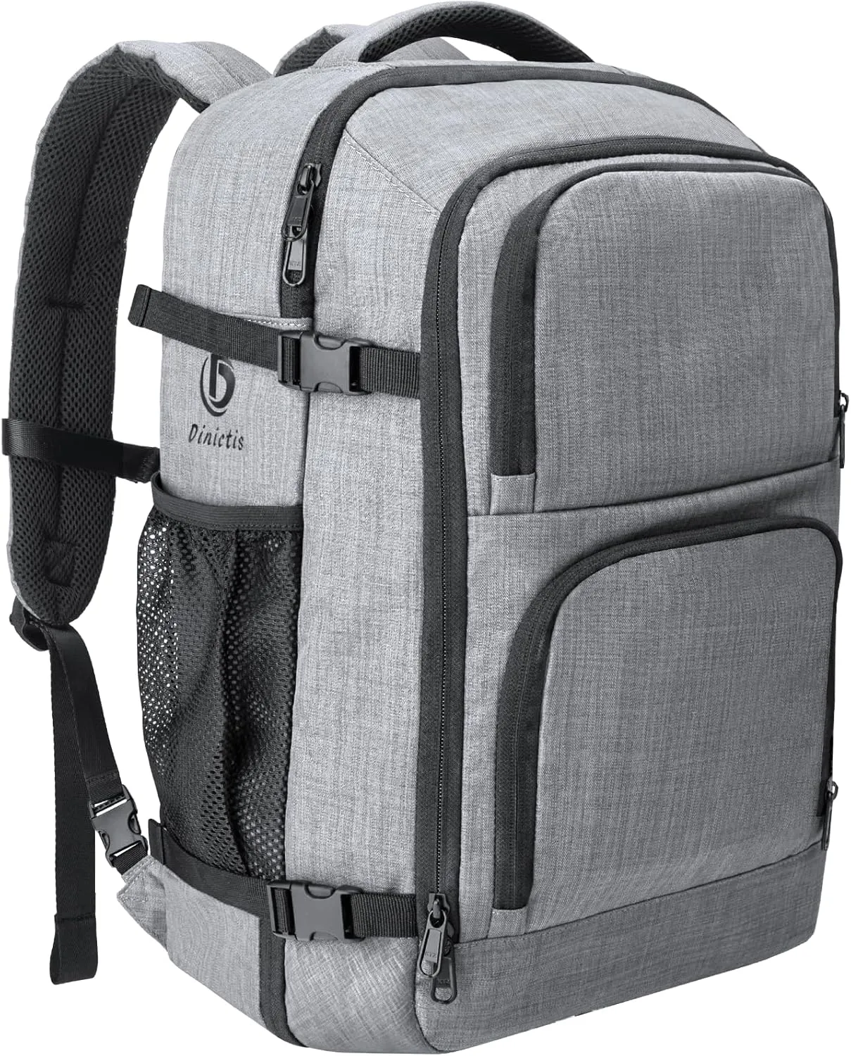 Dinictis 40L Travel Backpack Carry on Flight Approved, Backpack Suitcase for Travel, Personal Item Travel Bag fits 17 inch Laptop- Grey
