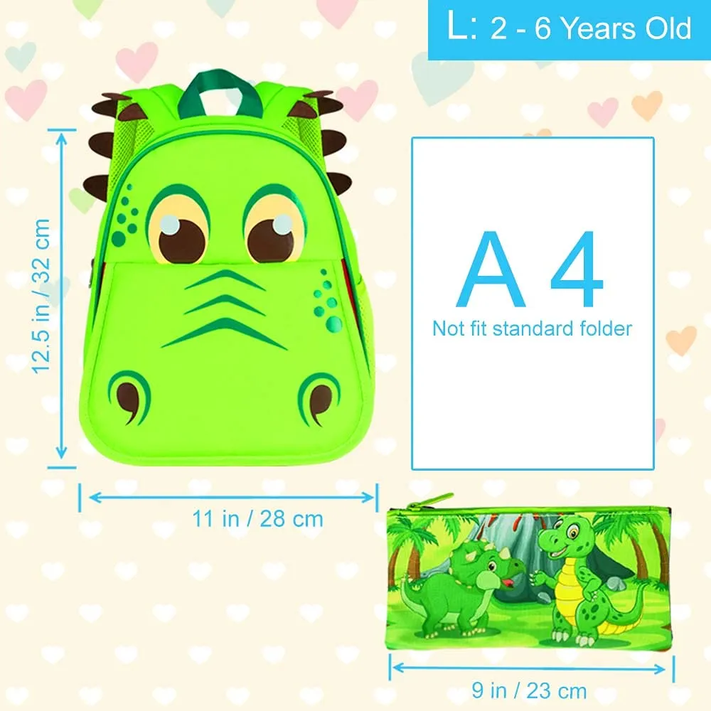 Dinosaur Backpack for Boys, 12" Toddler Preschool Kids Bookbag, Cute Animal Kindergarten Schoolbag