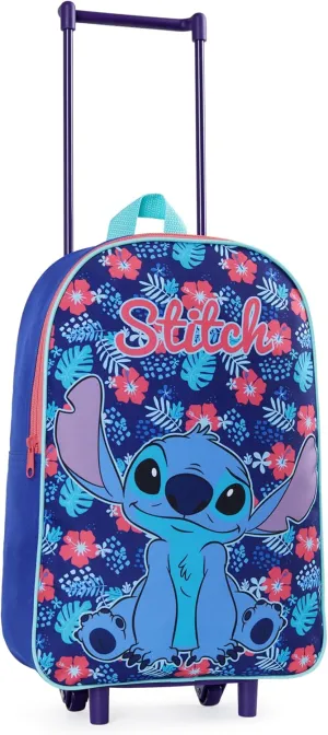 Disney Stitch Girls Suitcase, Foldable Trolley Bag 15.35” x 10.63” x 3.94”