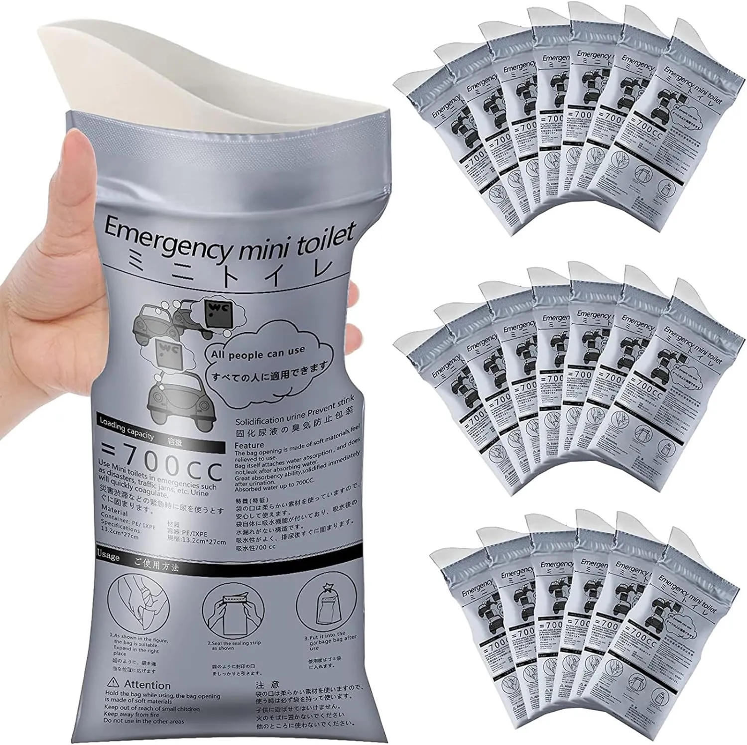 Disposable Urine Bags for Men 50 Pcs Portable Pee Bags for Travel for Women 700 ML Unisex Vomit Bag for Camping,Road Trips, Traffic Jams, Pregnancy Kid Patients