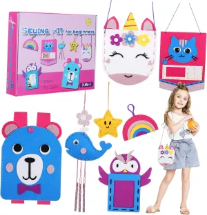 DIY Felt Craft Kit for Boys and Girls Handmade Animal Pattern Soft Felt Sewing Kit Make Bag Unicorn Keychain Educational Craft
