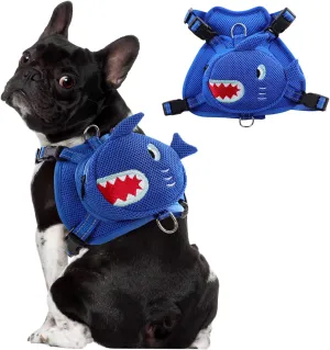 Dog Harness with Backpack, Adjustable Dog Backpack Harness for Small Medium Dogs, No-Pull Breathable Backpacks for Dogs to Wear, for Traveling, Hiking, Camping, Training, Blue L