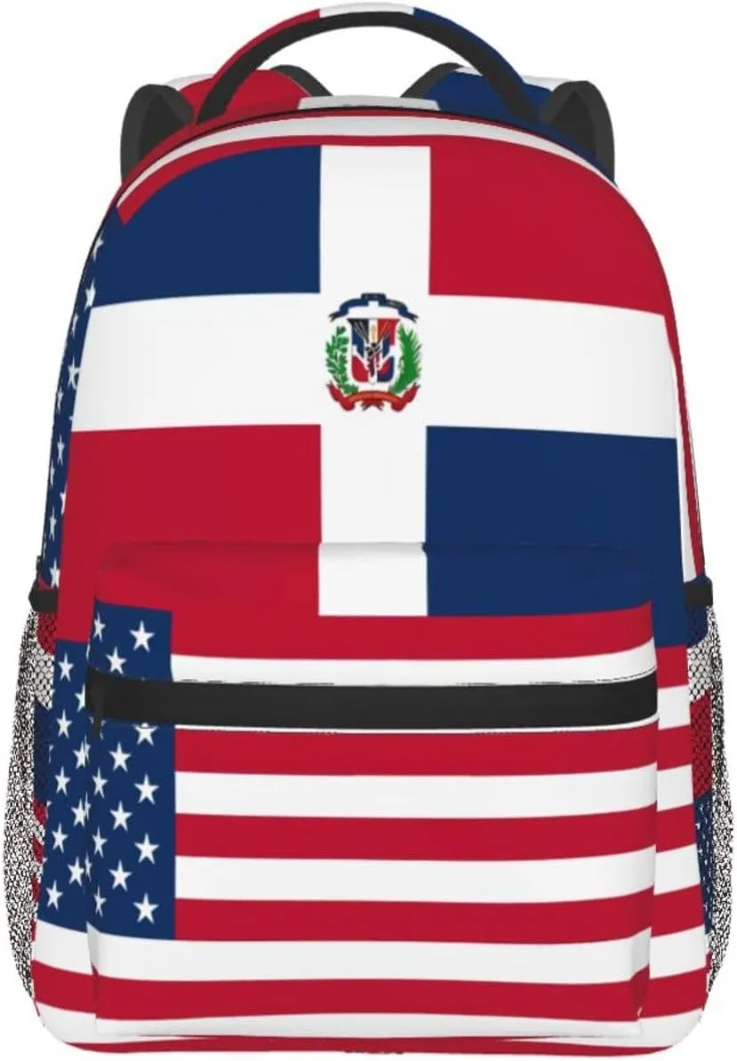 Dominican American Flag Backpacks 15 Inch Laptop Backpack Multipurpose Double Shoulder Bag For Men Women Gifts