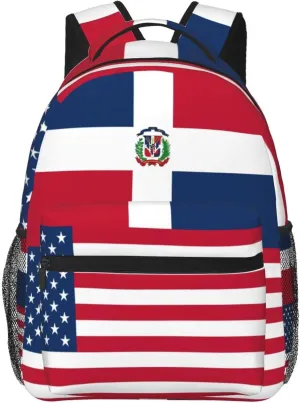 Dominican American Flag Backpacks 15 Inch Laptop Backpack Multipurpose Double Shoulder Bag For Men Women Gifts
