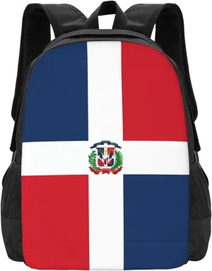 Dominican Flag Casual Backpack Large Capacity Backpacks 15 Inch Laptop Back Pack Travel Rucksack Daypack Commuter Bags with Adjustable Strap for Camping