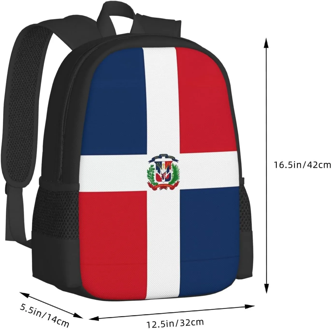 Dominican Flag Casual Backpack Large Capacity Backpacks 15 Inch Laptop Back Pack Travel Rucksack Daypack Commuter Bags with Adjustable Strap for Camping