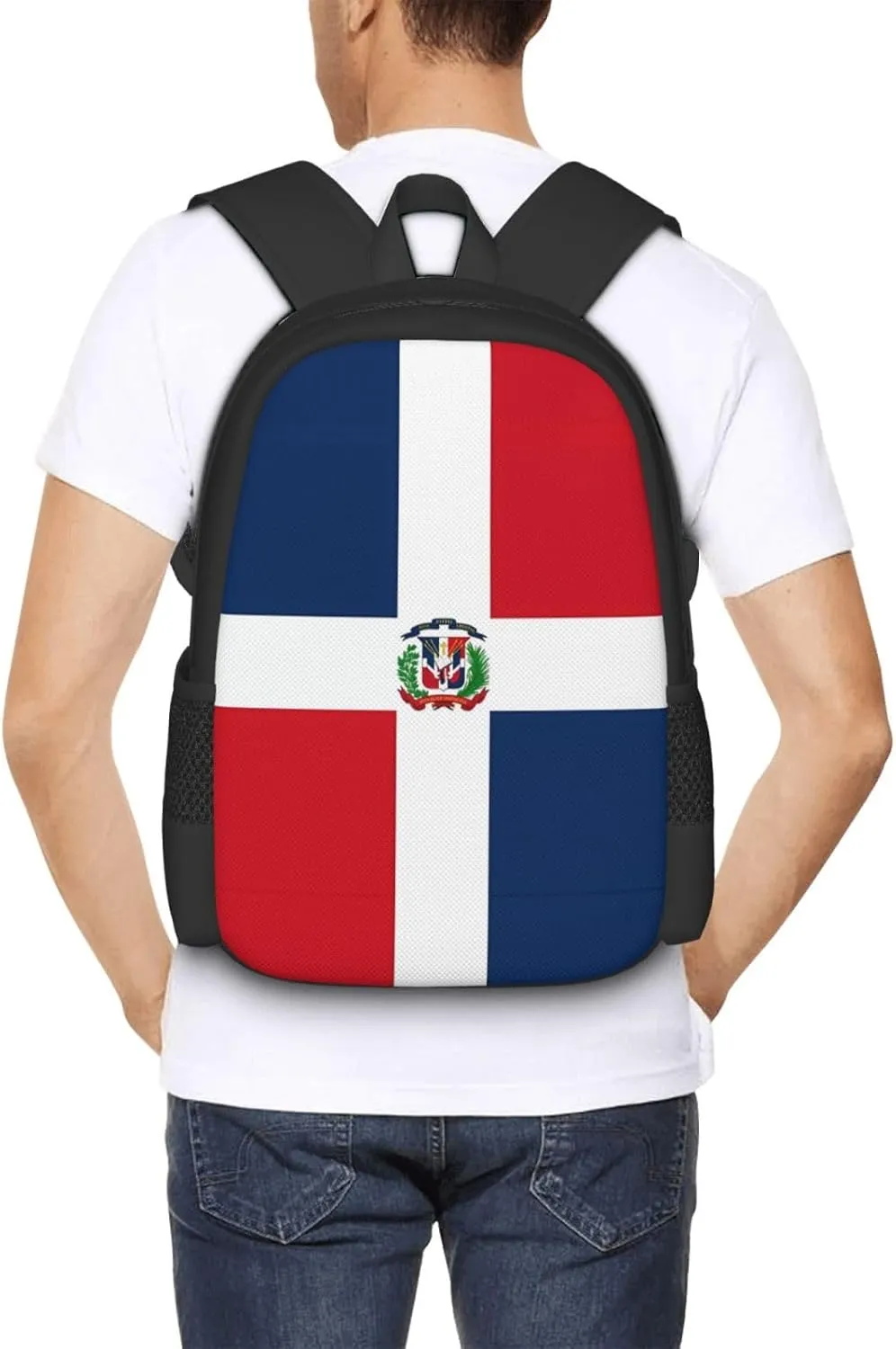 Dominican Flag Casual Backpack Large Capacity Backpacks 15 Inch Laptop Back Pack Travel Rucksack Daypack Commuter Bags with Adjustable Strap for Camping