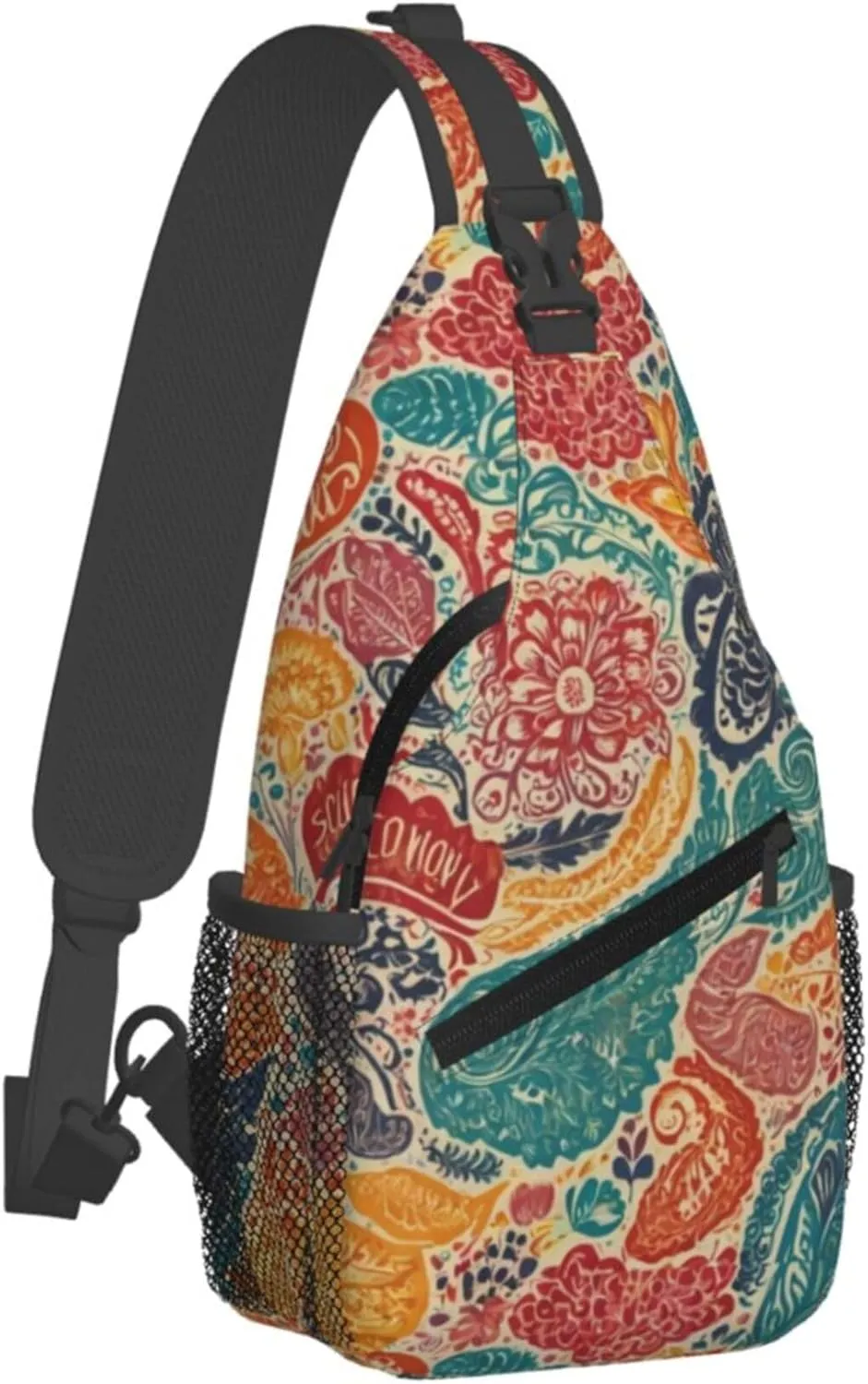 Doodle African Geometric Pattern (2) Sling Backpack Crossbody Bag, Chest Bag Daypack for Outdoors Hiking Traveling