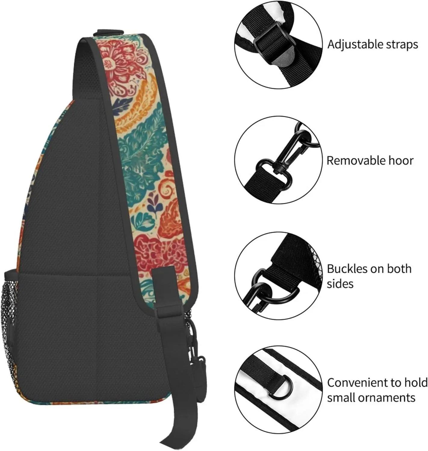 Doodle African Geometric Pattern (2) Sling Backpack Crossbody Bag, Chest Bag Daypack for Outdoors Hiking Traveling