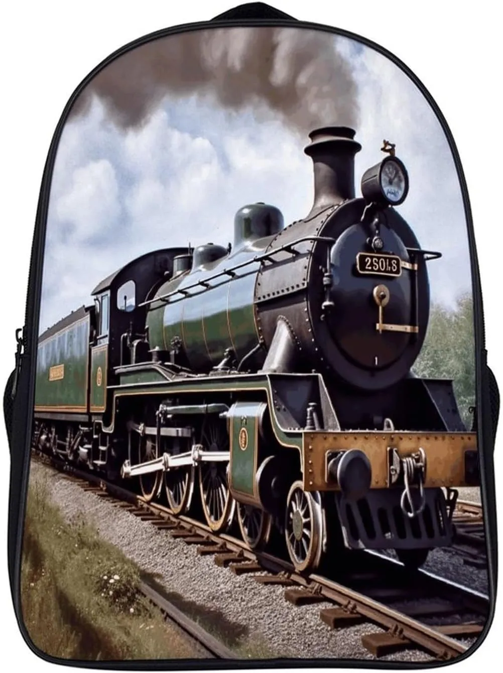Double Shoulder Bag, Steam Locomotive Train Print Travel Backpack Regular Backpack Tech Backpacks for Work,travel,business Trips,etc.