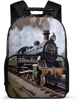 Double Shoulder Bag, Steam Locomotive Train Print Travel Backpack Regular Backpack Tech Backpacks for Work,travel,business Trips,etc.
