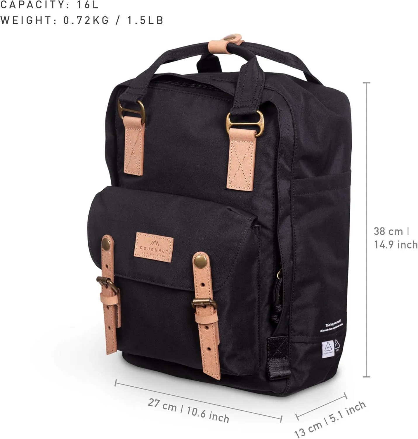 Doughnut Travel Laptop Backpack, Slim Durable Reborn Series Daypack Backpacks, Water Resistant College Computer Bag for Men & Women Fits 14 Inch Notebook(Black)