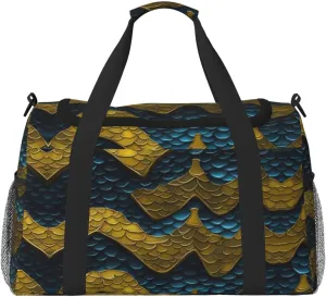 Dragon Scale Foldable Travel Duffel Bag Tote Carry On Luggage Bag For Weekend Getaways, For Spontaneous Trips