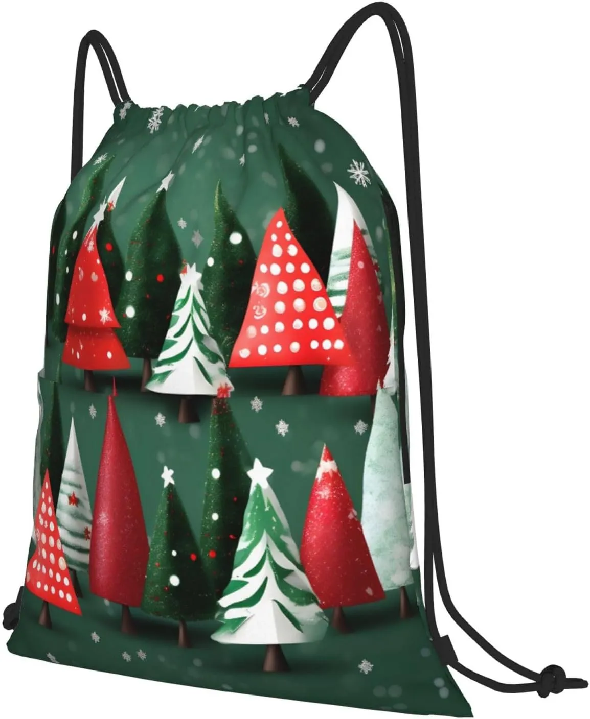 Drawstring Backpack for women,Versatile drawstring bag,Water-Resistant Cinch Bag,Gym sackpack-christmas treess