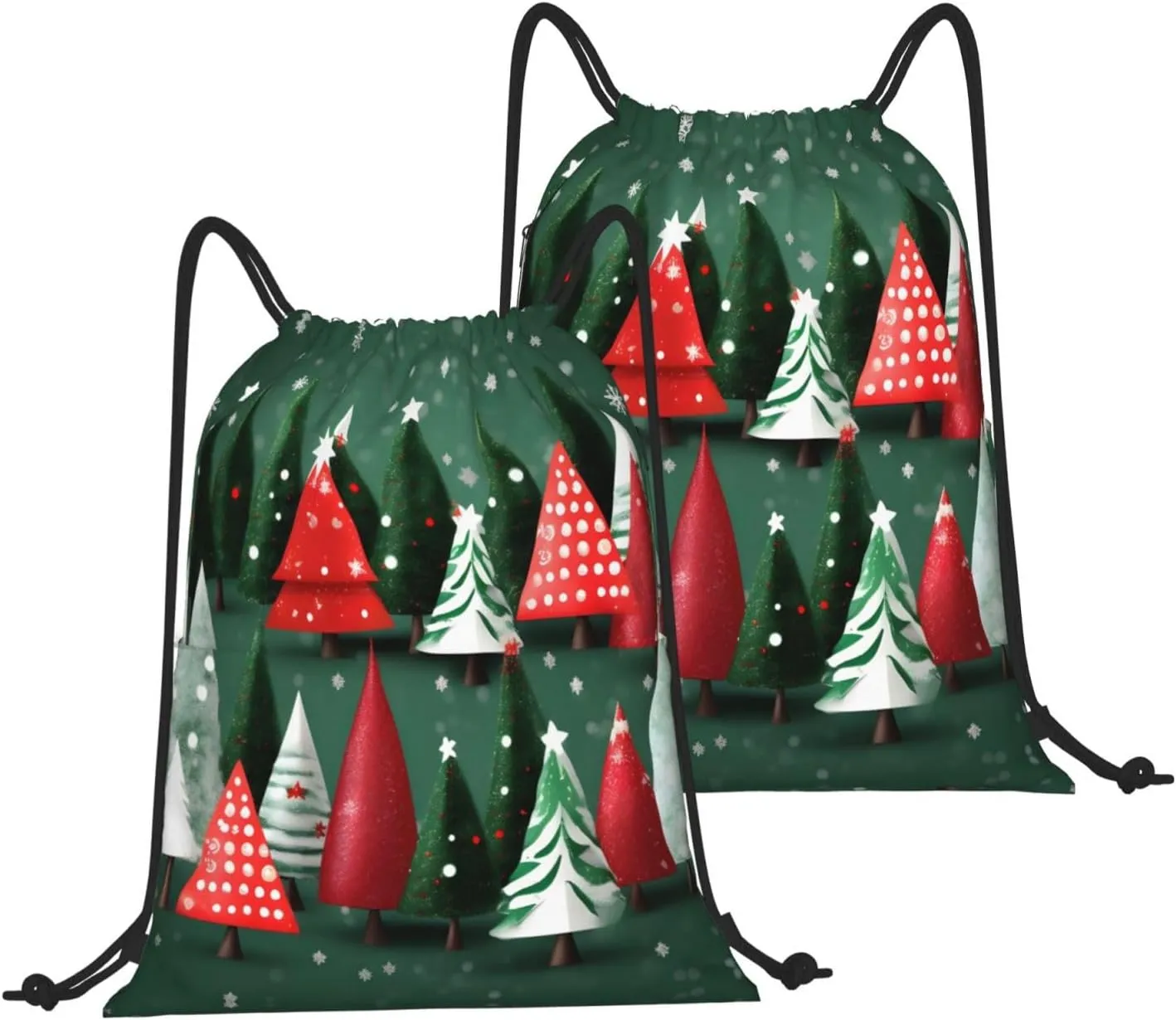 Drawstring Backpack for women,Versatile drawstring bag,Water-Resistant Cinch Bag,Gym sackpack-christmas treess