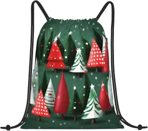 Drawstring Backpack for women,Versatile drawstring bag,Water-Resistant Cinch Bag,Gym sackpack-christmas treess