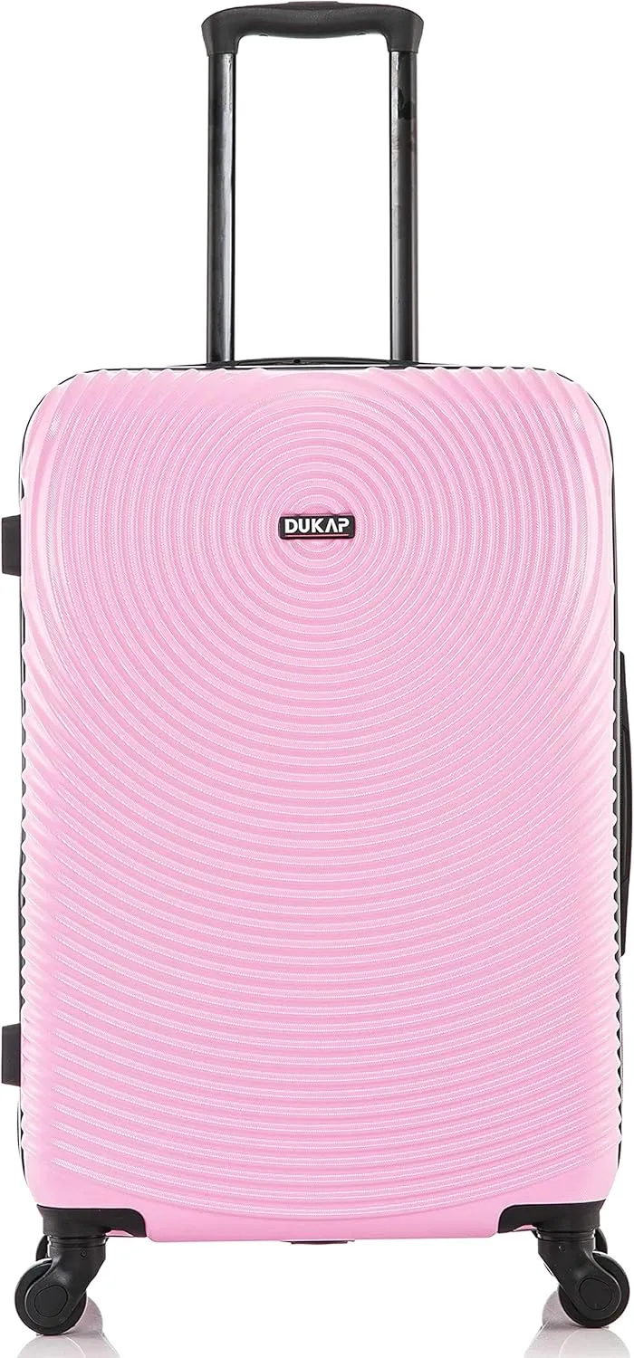 DUKAP INCEPTION Luggage with Spinner Wheels | Durable Lightweight Hardside Suitcase, Travel Bag with Handle and Trolley, 24-Inch Medium Checked Luggage | Pink