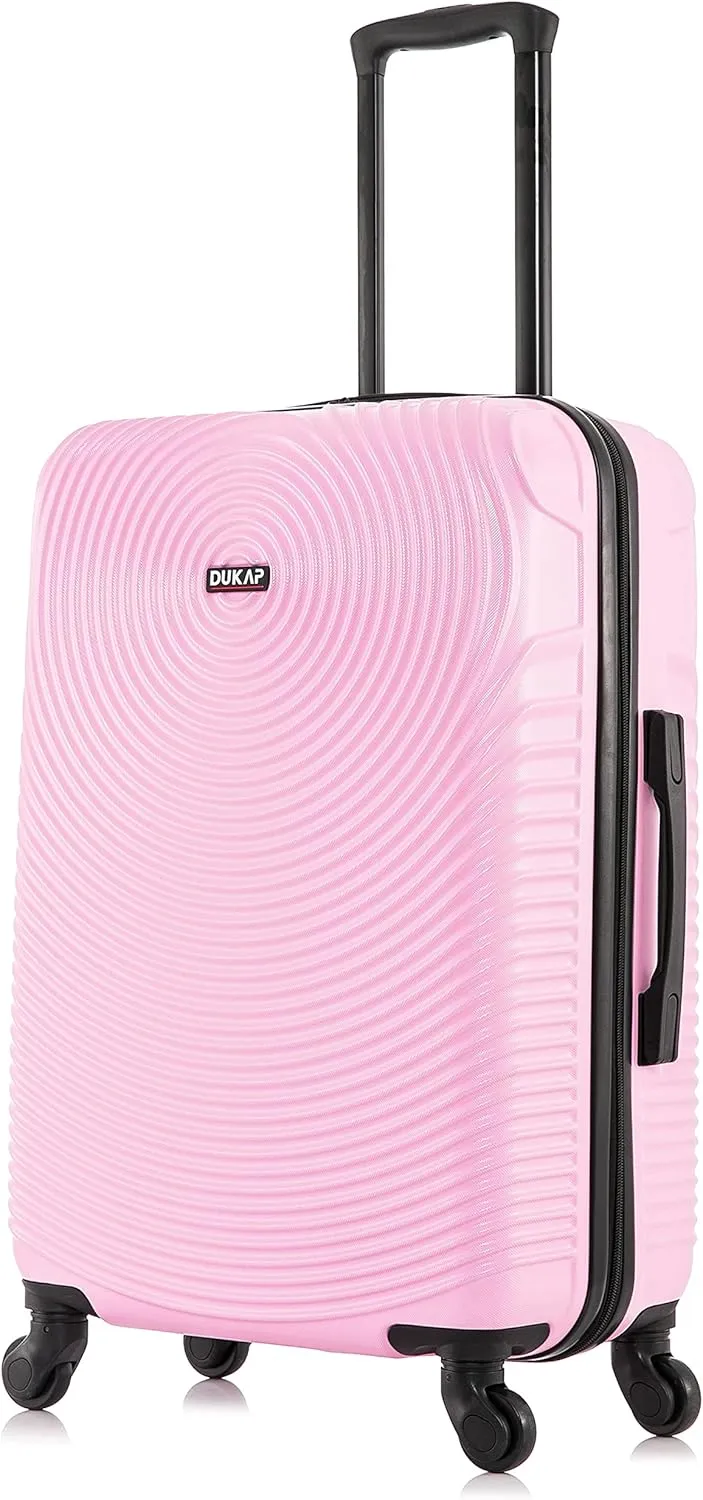 DUKAP INCEPTION Luggage with Spinner Wheels | Durable Lightweight Hardside Suitcase, Travel Bag with Handle and Trolley, 24-Inch Medium Checked Luggage | Pink