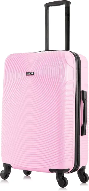 DUKAP INCEPTION Luggage with Spinner Wheels | Durable Lightweight Hardside Suitcase, Travel Bag with Handle and Trolley, 24-Inch Medium Checked Luggage | Pink