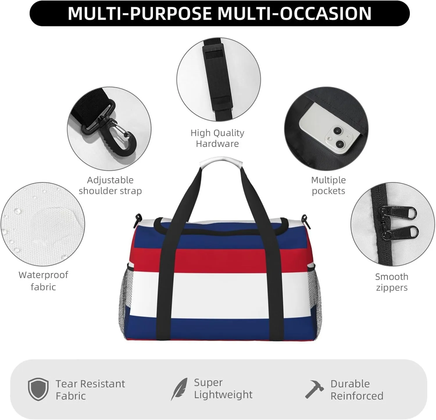 Dutch Flag Travel Bag, Weekender Bags For Women Men For Outdoor Adventures, Ideal For Camping And Hiking